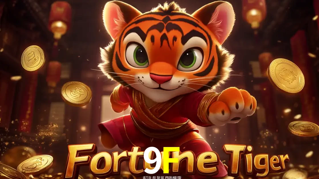 O carismático mascote do jogo de slot Fortune Tiger, um tigre fofo em pose de artes marciais, pronto para trazer sorte e multiplicadores de ganhos no cassino online 9F.